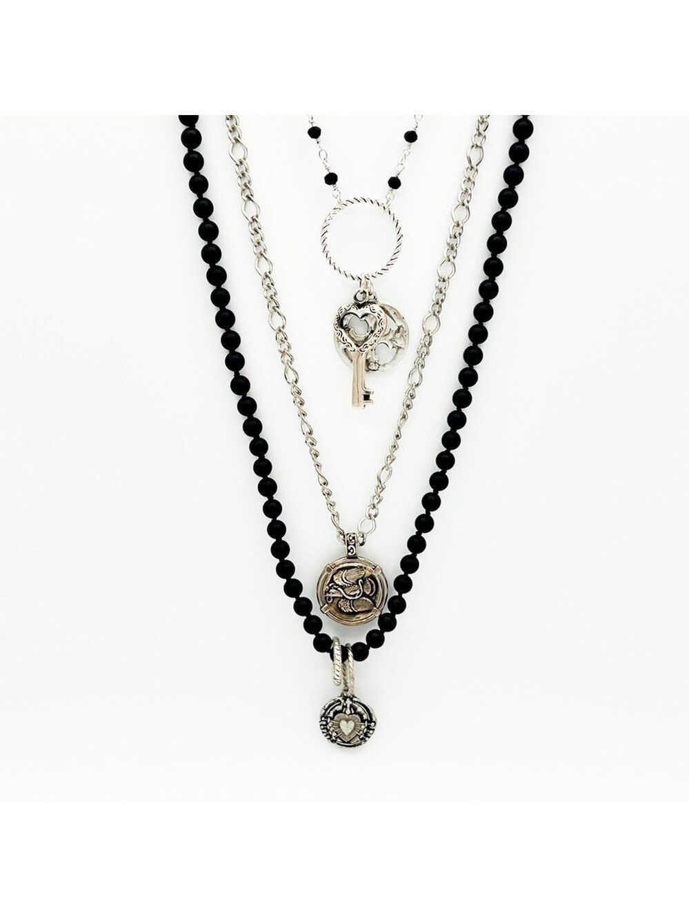 3 Chrome hearts style stacked necklaces